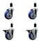 Service Caster 4'' Blue Poly Wheel Swivel 1-3/8'' Expanding Stem Caster Set 2 Brakes, 4PK SCC-EX20S414-PPUB-BLUE-2-PLB-2-138 - alternate 1